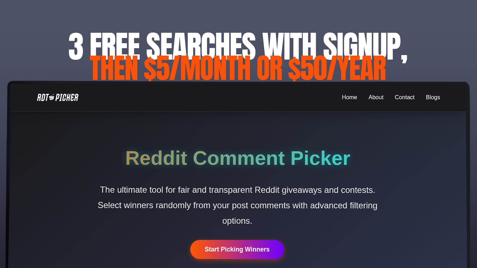 3 Free Searches with Signup, Then $5/month or $50/year